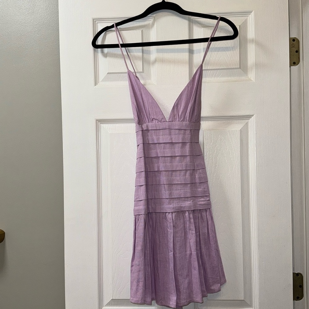 Saints + secrets linen pleated cami mini dress